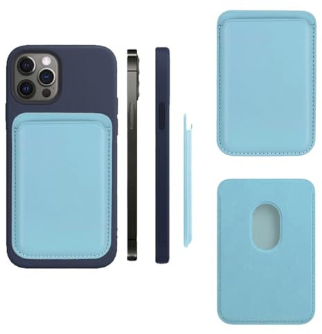 LYQNIHOB Portefeuille magnétique pour iPhone, 1 pièce - Compatible et antidérapant, Doté d'un Porte-Cartes et d'un système RFID avec Aimant, Conçu en PU pour Stocker jusqu'à 2 Cartes, Couleur Bleu