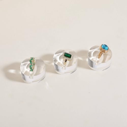 GemeShou Lot de 3 porte-bagues transparents pour exposition, Support de présentation pour bagues en acrylique à vendre, Supports de rangement transparents 【rond】