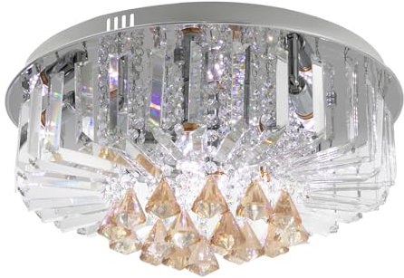 OMGGYER Kronleuchter Modern Kristall Deckenleuchte Luster Wohnzimmer, Silber Deckenlampe Kristall-leuchten, E14 Fassung Deckenlampe für Esszimmer, Küche, Wohnzimmer, Schlafzimmer, Flur