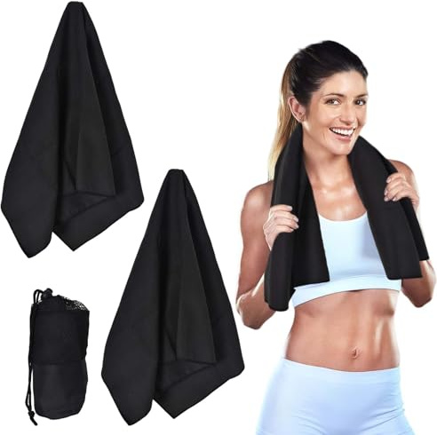 Marjoramy Asciugamano In Microfibra Set Di 2,Asciugamani Fitness Sportivi,Asciugatura Rapida Assorbente Asciugamano Palestra,80x40cm,Con Borsa Portaoggetti,Per Fitness, Viaggi, Spiaggia, Yoga