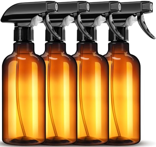 DIYSELF Spray Bottle for Cleaning Plastic Spray Bottles 16 oz 500ml Squirt Bottles for Liquids Amber Spray Bottles for Cleaning Empty Plastic Spray Lab Weighing Bottles for Home Garden
