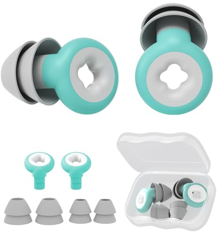 Zisemeil 33dB Brusavbrytande öronpropp med Nano -silikon, 360 ° Passform, Vattentät, Tvättbart, Förvaringsfodral för Sömnhjälp och Brusreducering (Grön)
