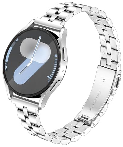 Aniaboho 20mm Metall Armband kompatibel mit Samsung Galaxy Watch 7 Fe 6 5 4 5 Pro Armband 44mm 40mm 45mm Watch 6 Classic 47mm 43mm, 4 Classic 42mm 46mm, Silber