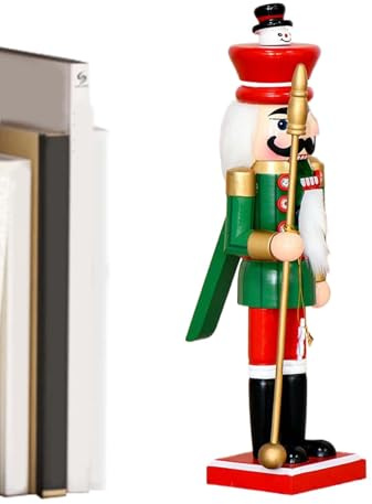 Bajbumgn Schiaccianoci Decorazioni Natale | Soldato Schiaccianoci in Legno 35 cm | Centrotavola Collezionabile per Libreria Festività Natale Decorazione Party