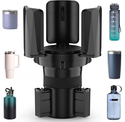 DYLEN Car Cup Holder Expander, Cup Holder Expander Adapter for Car with Expandable Arms, Fits Yeti, HydroFlask, Stanley 14-64oz, Other Large Drinks and Mugs in 2.5”-5.9” | Cup Holder Adapter Fits Owala/YETI/Hydro Flask/Stanley 12–64 oz; Most Large Bottles; Compatible with Round Cup Holders