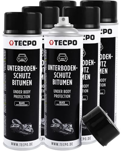 TECPO Protezione per sottoscocca bitume, 6 x 500 ml, colore nero, protezione contro pietrisco, ruggine, sostanze chimiche con effetto anti-rombo
