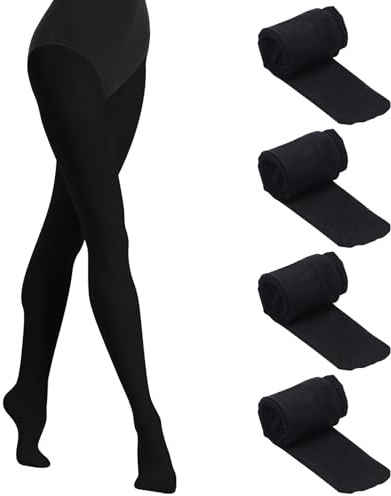 Lancry 4 Pack 80D Ballet Tights Girls, Soft Stretch Girls School Tights, Microfiber Opaque High Waisted Pantyhose