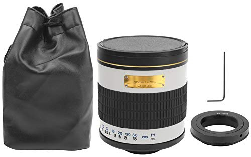 lyrlody Objectif Principal d'appareil Photo, Téléobjectif Miroir en Alliage, Prise de Vue Longue Distance pour Monture EF (White)