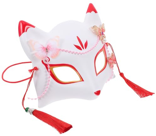 SOIMISS Masque Renard Demi-visage Japonais Cosplay Créatif pour Fête Halloween Bal Masqué Femme Léger et Confortable Élégant et Original