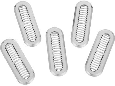 Gatuida 5 pezzi di copertura per foro di troppo pieno per lavello - Inserto per tappo di troppo pieno in acciaio inossidabile - Copertura di sfiato per lavabo - Profilo lungo per lavello per lavelli