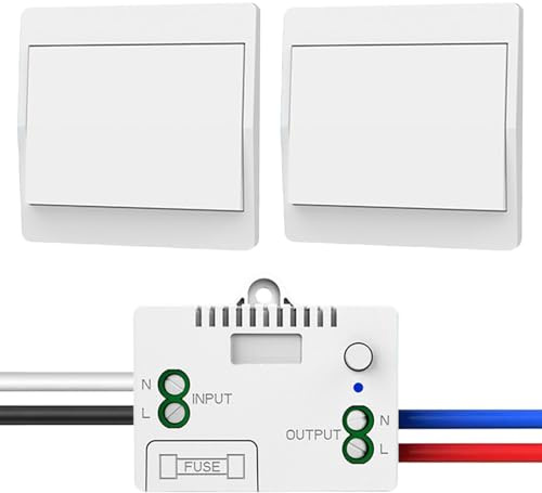 XUXLEKK Interrupteur Sans Fil 230V, Interrupteur D'éclairage Sans Fil – Aucune Batterie Requise, Interrupteurs Mural Sans Fil Étanche, Contrôlez Votre Lampe À Jusqu'à 200 M À Distance