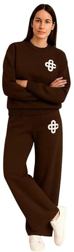 Fashion Flair Tracksuit Womens Full Set Two Piece Outfits Ladies Long Sleeve Lounge Wear Sets for Women Casual Pullover Crew Neck Baggy Jumpers and Trousers with Sophisticated Look