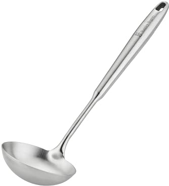 Stanley Rogers Monobloc Stainless Steel Soup Ladle, Satin Finish Kitchen Utensil with Deep Bowl, Hanging Loop & Dishwasher Safe, Cooking Ladle for Serving Soups, Stews & Sauces, 33.5x9.5x2.1cm