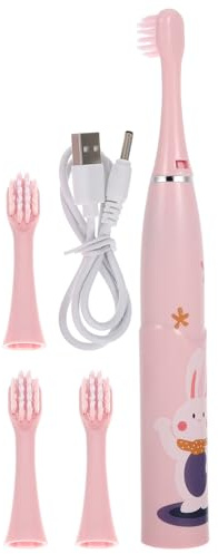 Elektrische Kinderzahnbürste Rosa 400 Mah Abs Mikrofaser | 3, 7 V Nennspannung, 1 W Leistung, Ladefunktion, Automatische Reinigung, Cartoon Motiv