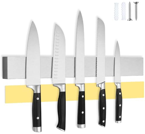 Luhuuxmu Porte Couteaux Aimanté 40cm Aimant Couteau Mural, arre Magnetique Couteaux Barre Magnétique Mural sans Perçage, Aimant Couteau Mural pour Couteaux de Cuisine Outils Matériels