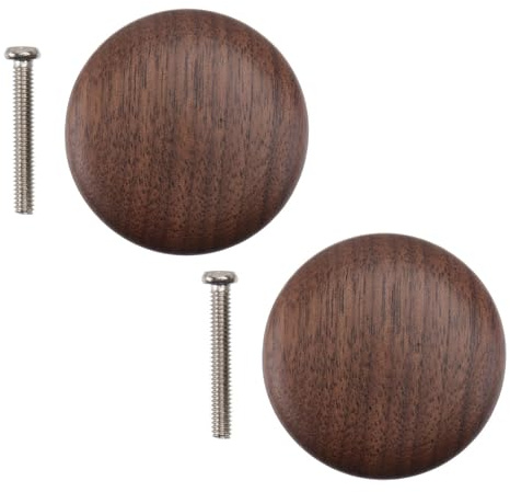 CORHAD 2pcs Single Hole Solid Wood Wardrobe Knob Brown Cabinet Handle