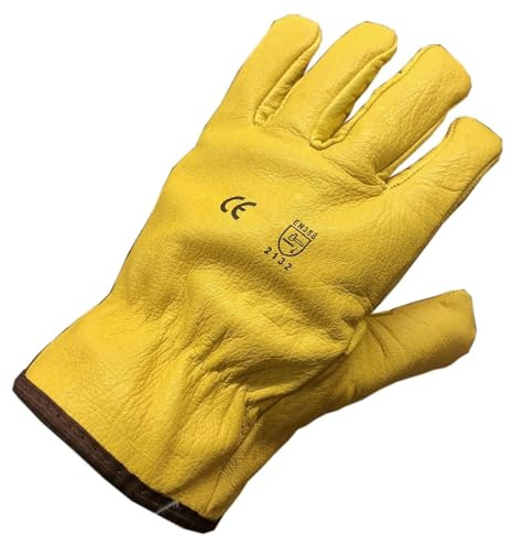 Himalayan H310 Gants thermiques d'hiver en cuir doublé polaire pour homme Jaune Taille L