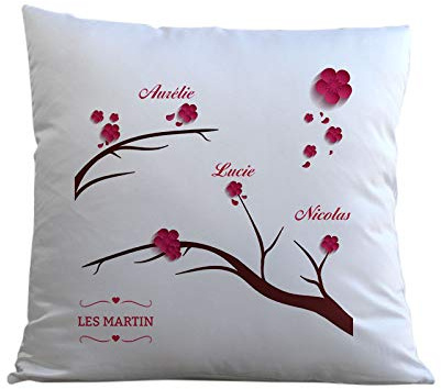 CADEAUX.COM - Coussin Personnalisé Air de Printemps - Coussin 40x40 cm avec Prénoms Personnalisables - Cadeau Mariage Crémaillère - Cadeau Fête des Grands-Mères - Cadeau Saint-Valentin