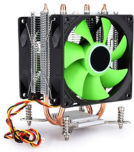 CPU Air Cooler with Dual-Fan, 45 CFM Air Cooling Fan CPU Liquid Cooler Radiator with 2 Heatpipe for Intel LGA 1155/1156 / 1366 / Core i3/ i5 / i7(Topi-5)
