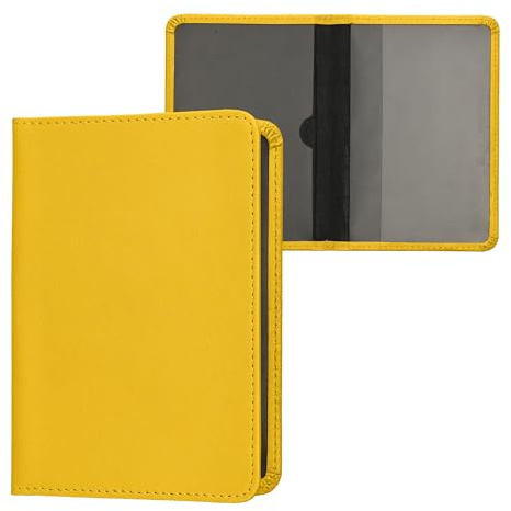 kwmobile Custodia in pelle PU per Libretto Circolazione Auto - Cover Portalibretto con Scomparti per Tessere Patente - Foderina Porta Documenti giallo
