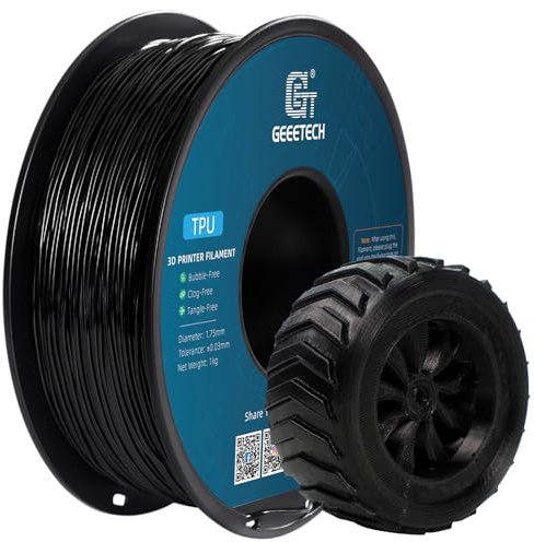 GEEETECH TPU Filament 1,75 mm +/- 0,02 mm für 3D Drucker, 1KG 1 Spool Schwarz