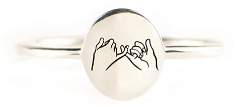 STORYJEWELLERY Pinky Promise Ring for Best Friends, Friendship Rings, 925 Sterling Silver Pinky Promise Ring for Friends, Gifts for Best Friend Women, Best Friend Birthday Gifts for Women