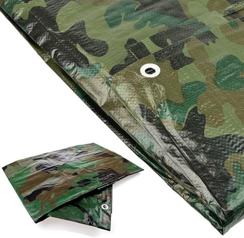 Gewebeplane Abdeckplane Schutzplane Plane Biwak Plane Bootsplane mit Ösen Tarnfarbe Holzplane 90g/m² Gartenplane (1,5 x 2,4 m (3,6m²))