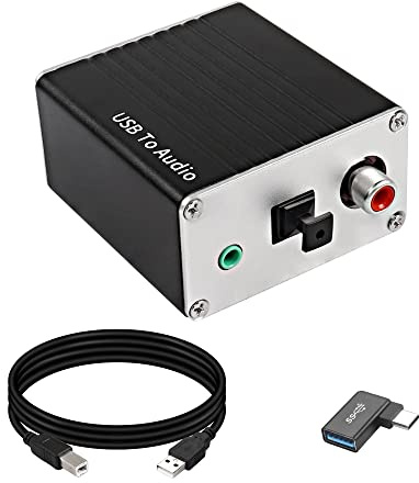 XMSJSIY USB-A/Type-C to Coaxial Optical Toslink SPDIF + 3.5mm AUX Stereo Audio Adapter USB Digital Audio Decoder Converter External Sound Card for PC Laptop Phone Smart TV