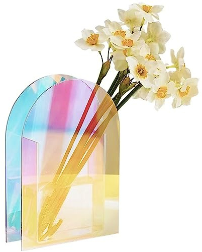 Acryl Buch Vasen, Klare Buchvase, Wohnzimmer Dekoration Vasen, Acryl Bunte Vase, für Blumenarrangement und Dekoration (12×0,5×18 cm)