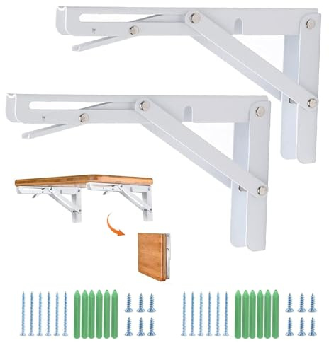 300 mm Schwerlast Klappkonsole, 2 Stück Klappregalhalterungen,Metall Klappwinkel Tischhalter,Wandregal Regalunterstützung Klammer für DIY Halterung,Haus Küche Klapptisch