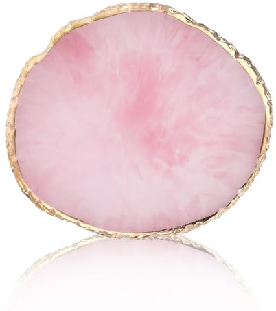 Ouligay Resin Nail Art Palette Makeup Mixing Palette Gold Edge Nail Art Tool Gel Design Nail Art Makeup Mixing Tray (Pink)