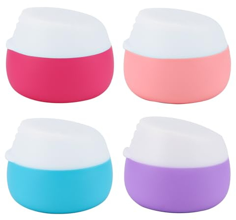 Silikon Reiseflaschen 20ml Set, Silikon Reise Gläser Auslaufsicher Reisezubehör mit Deckel Reisegrößen Produkte Nachfüllbare Flüssigkeitsbehälter für Reisen Hause