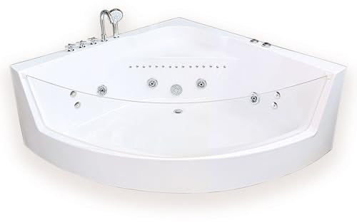 Whirlpool Bath White 150 x 150 cm Chromotherapy with 8 Jets - White Shark