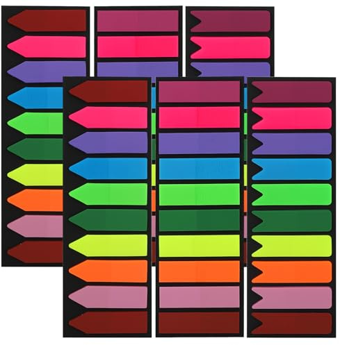 1200 Stück Klebezettel, Haftmarker, Index Tabs, 3 Designs, 10 Farben, Beschreibbar und Wiederverwendbar, zur Kategorisierung und Kennzeichnung, Geeignet für Büro, Studium und Den Täglichen Gebrauch