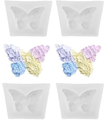 4 stycken silikonform fjäril, silikonformar gjutformar blommor ros, ljusgjutformar tvål gips, hantverk