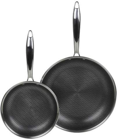 HEXTEC Laser Etched Honeycomb Non Stick Stainless Steel Cookware Pots, Pans & Frying Pan Sets, Induction Ready, Oven & Dishwasher Safe with Stay Cool Handles, PFOA Free