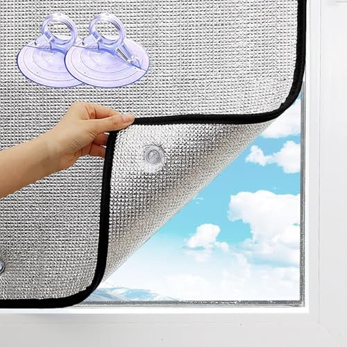 Sonnenschutzfolie Fenster Innen Außen Hitzeschutz, Hitzeschutz Fenster Außen Innen, Fensterfolie Wärmeschutz Hitzeschutz Innen, Isolierfolie Fenster, Sonnenschutz Folie, Uv Schutz Fenster(60x100 cm)