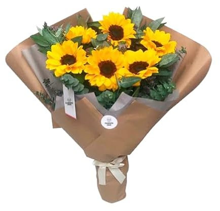 DECOALIVE Ramo Natural de Girasoles - Ramo de Flores para Regalar