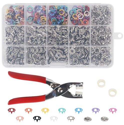 Bottoni a pressione con pinza, set da 200 pezzi, 9,5 mm, in metallo, con bottoni fissi, senza cuciture, per fai da te per bambini, abbigliamento fai da te, vestiti per bambini, vestiti fatti a mano,