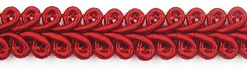 Mosel Avenue Studio 2 Meter Dekoborte 1 cm breit Rot Spitze Brokat Möbelborte Bänder Posamentenborte Fransen für Gardinen Möbel Kostüme Show Kleidung uzw. aus Baumwolle, Viscose