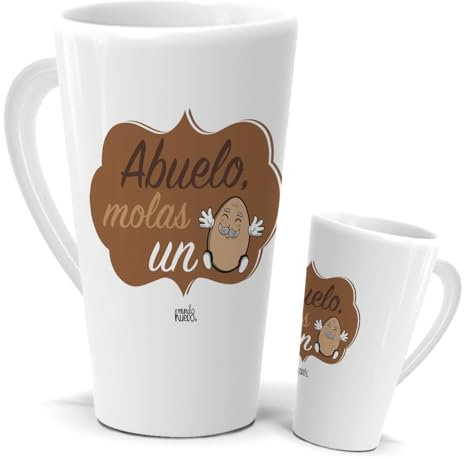 Taza Abuelo | Taza Cónica Gigante de medio litro | Taza Abuelo Molas Un Huevo | Regalo Original Persona Especial | Frases Divertidas Cumpleaños | Idea de Regalo Navidad | Taza de Café y Té