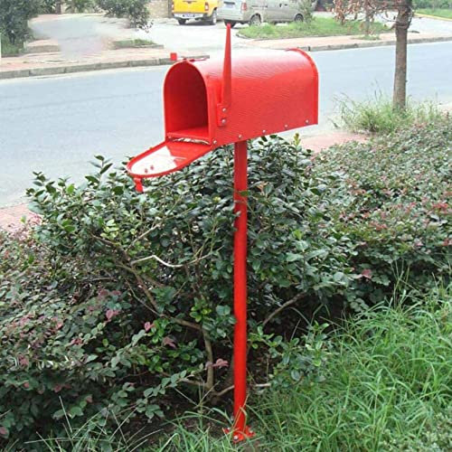 Classic Standing Mailbox Postbox Letterbox Outdoor Weatherproof Parcel Drop Box Houses Front Door Office Safe Secure Mail Post Letter Box-Red