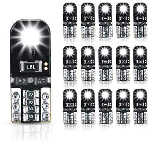 L'ancos (Pack de 16 Luces LED Coche W5W T10, CANBUS Sin Error, Bombillas para Luz Interior Coche, Matrícula y Posición, Blanco Frío 6400K
