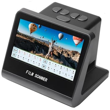 Escáner de Película Digital, Pantalla LED HD HD de 5 Pulgadas, Incorporada en Memoria de 16 GB, Convierte 135/110/126/135/126/110/50 Negativas y Super 8 Diapositivas