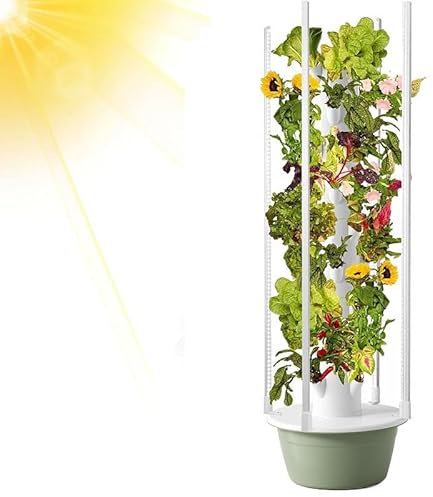 WEIMILOR Sistemas de Cultivo hidropónico, Kits y Sistemas de Cultivo hidropónico, Torre hidropónica con luz LED de Cultivo, con Bomba hidratante, Adaptador, macetas de Red, para Hierba,5-Layer