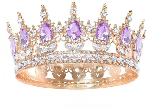 [Geschenkbox verpackt] Vintage Rund Braut Haarschmuck Diadem Krone Hochzeit Deko Damen Crown Strassstein Tiara Königin Krone Geburtstag Tortenaufleger Mädchen Prinzessin Krone Erwachsene