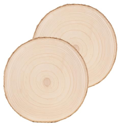 2 Stück Holzscheiben 30~35cm Holzscheiben Holz Log Scheiben, Runde Baumscheiben ohne Loch Ca.20mm Dicke für DIY Handwerk Holz Scheiben Hochzeit Mittelstücke Weihnachten Dekoration Baumscheibe