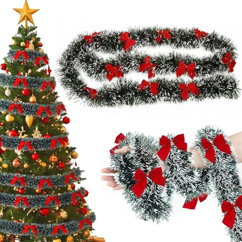 Künstliche Weihnachtsgirlande, 5-teilig, 10 m, Girlande Weihnachten | 9 cm Breite, Dichte Tannennadel-Optik, Flexibler Drahtkern, Innen- und Außeneinsatz, Dekoration für Türen und Geländer