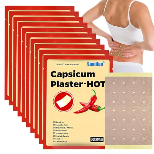 Smärtlindringspatch, 80 stycken smärtlindringsplåster, naturliga Capsaicin värmeplåster, smärtlindring värmeplåster för nacke och axlar, smärtlindring plåster, för muskel knä