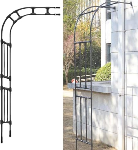 Pergola de jardin demi-face avec cadre en acier robuste pour soutenir les vignes, les roses et les plantes grimpantes en décoration extérieure